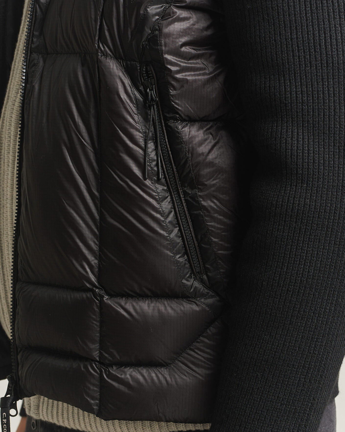 Homme | Manteaux Et Vestes | C.P. Company | Merino Wool Padded Hybrid Hood Jacket Black