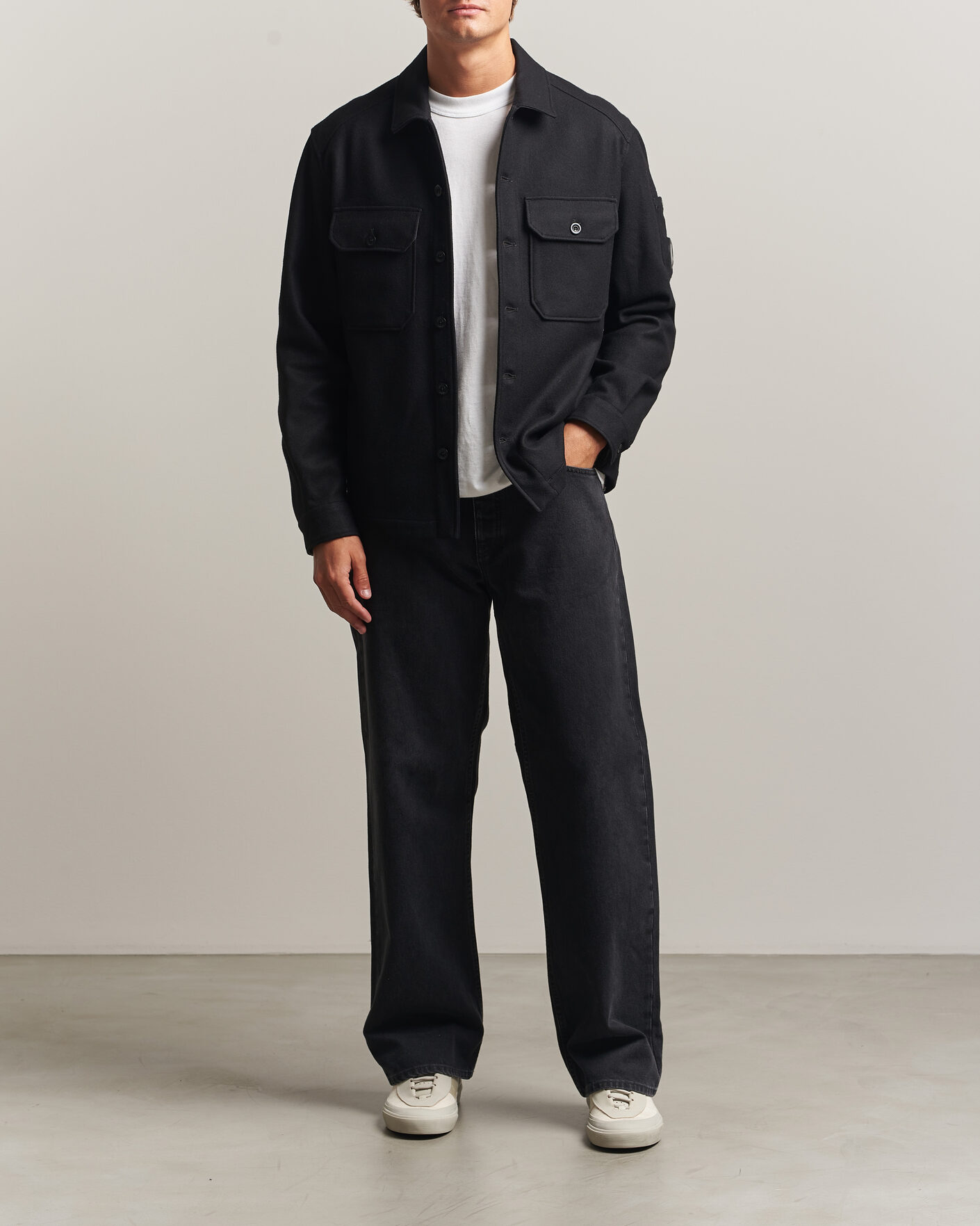 Homme | Manteaux Et Vestes | C.P. Company | Felted Wool Overshirt Black