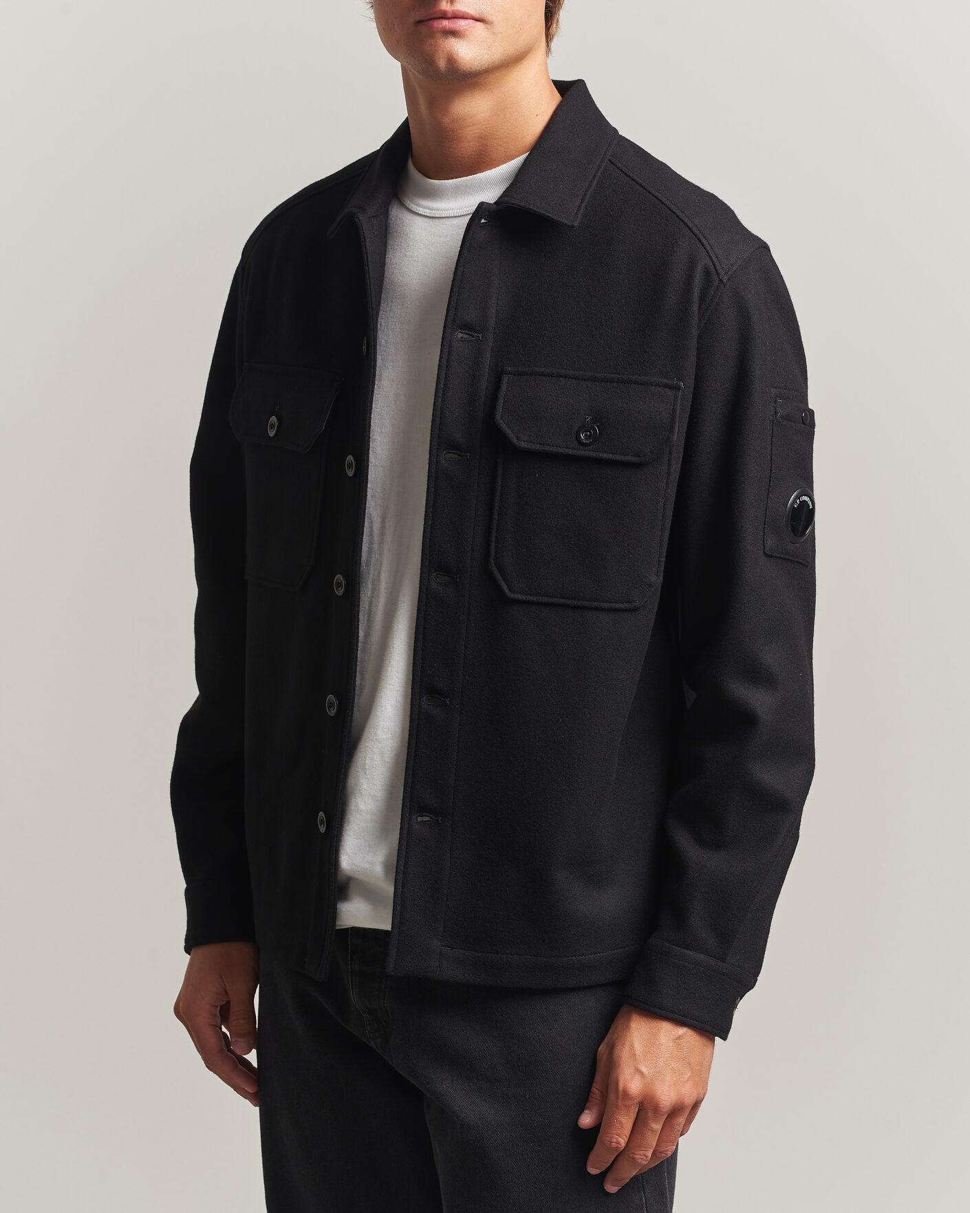 Homme | Manteaux Et Vestes | C.P. Company | Felted Wool Overshirt Black