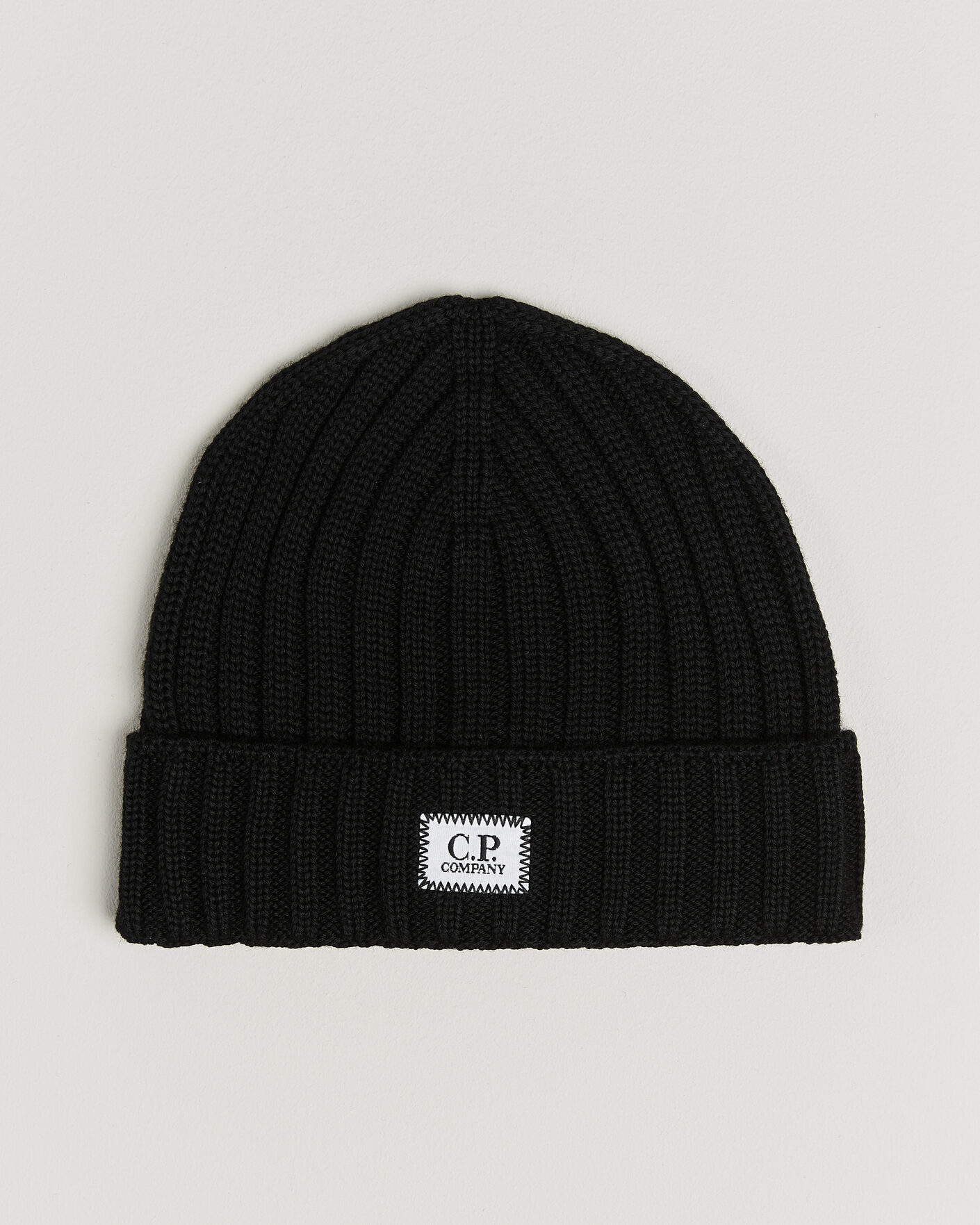 Homme | Bonnets | C.P. Company | Extra Fine Merino Rib Knitted Hat Black