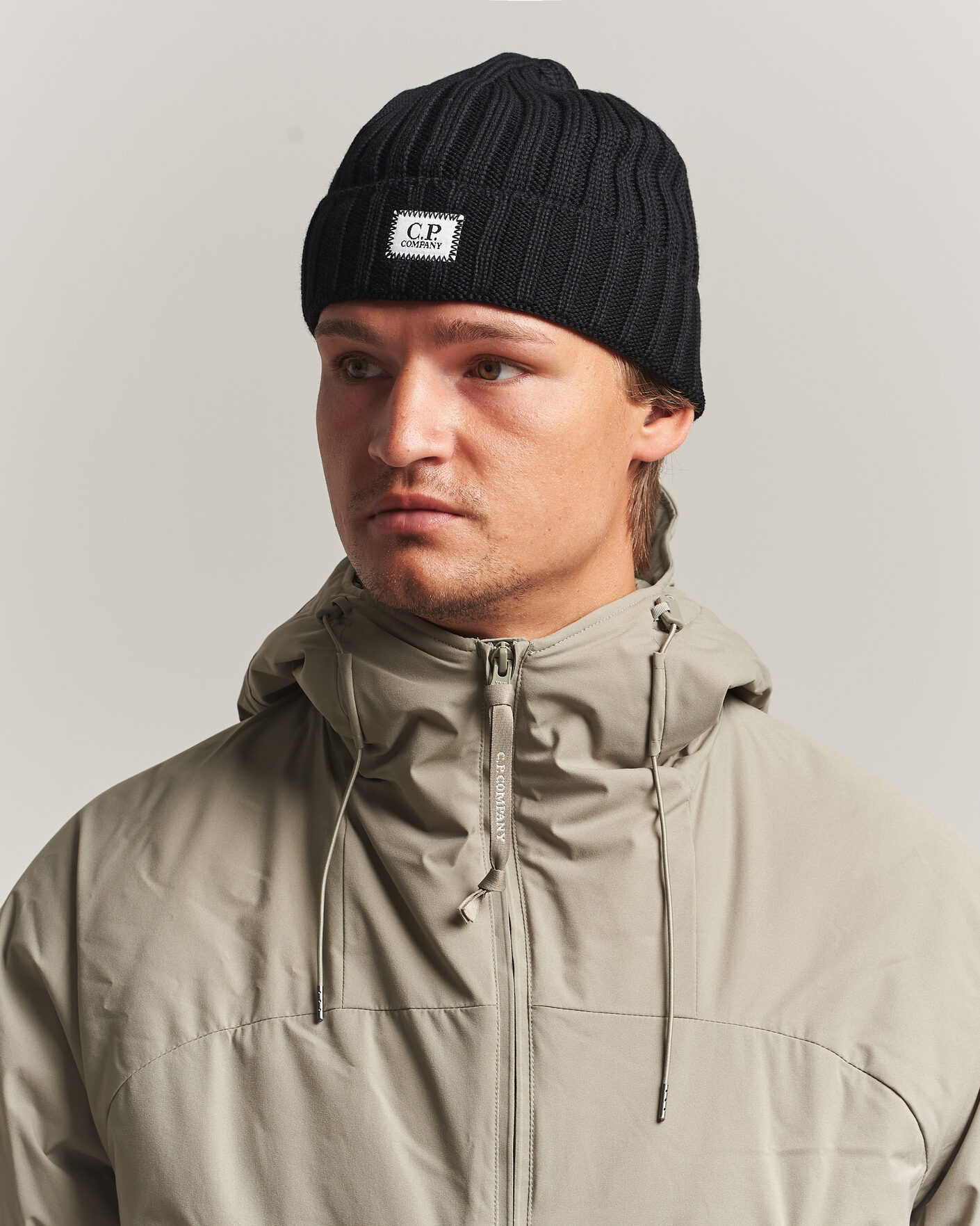 Homme | Bonnets | C.P. Company | Extra Fine Merino Rib Knitted Hat Black