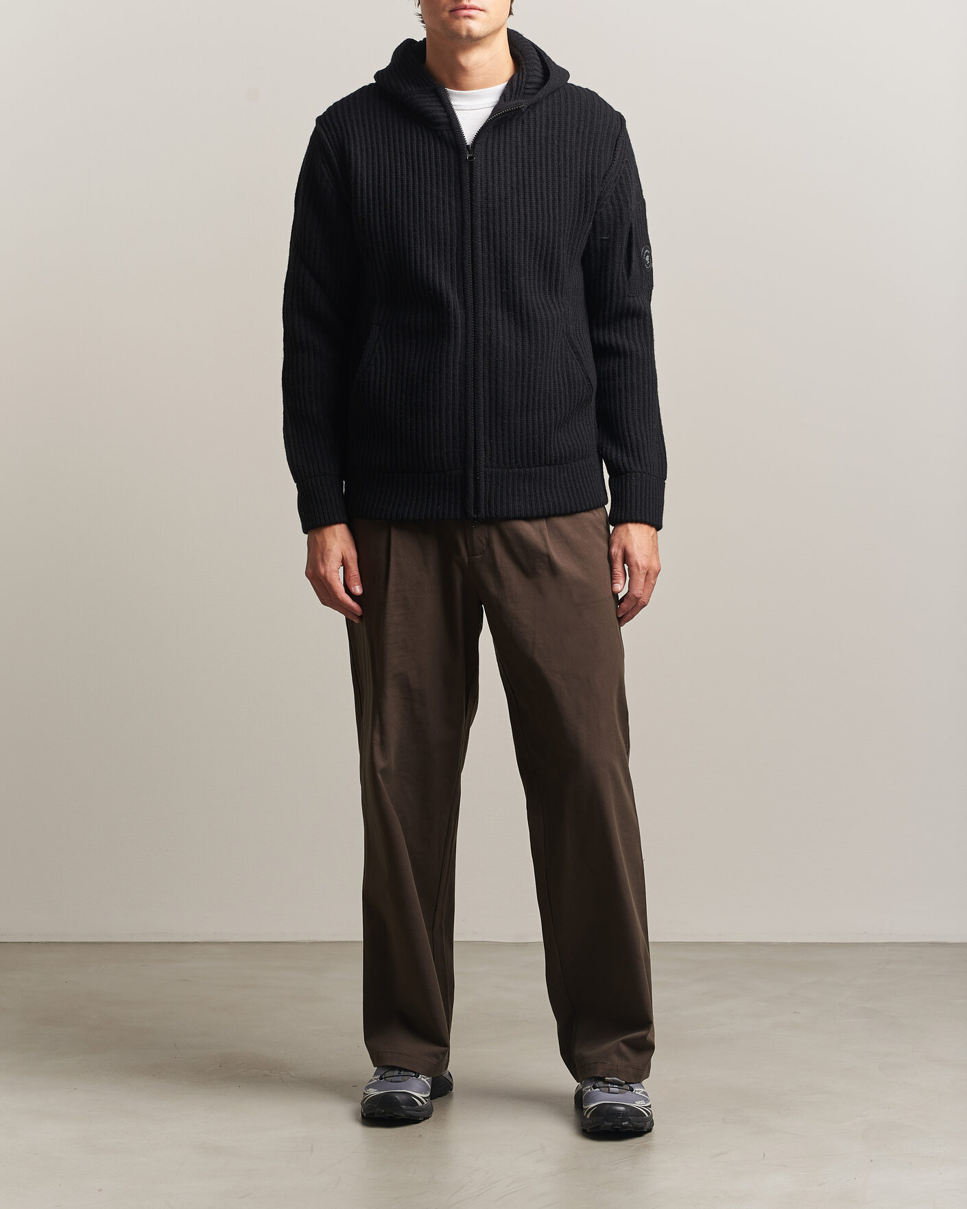 Homme | Pulls Et Tricots | C.P. Company | Heavy Lambswool Hood Zip Black