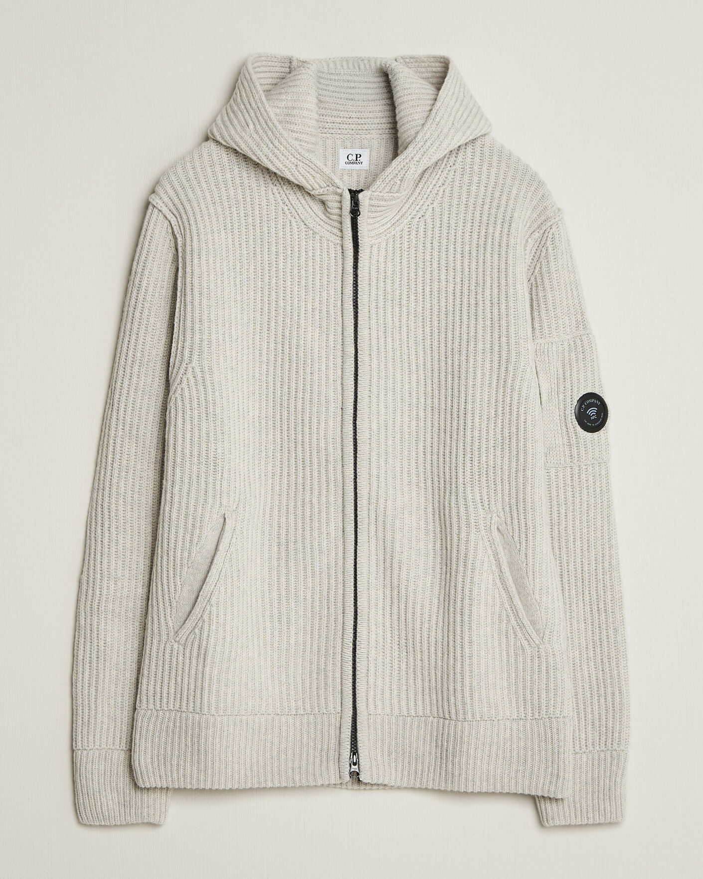 Homme | Pulls Et Tricots | C.P. Company | Heavy Lambswool Hood Zip Light Grey