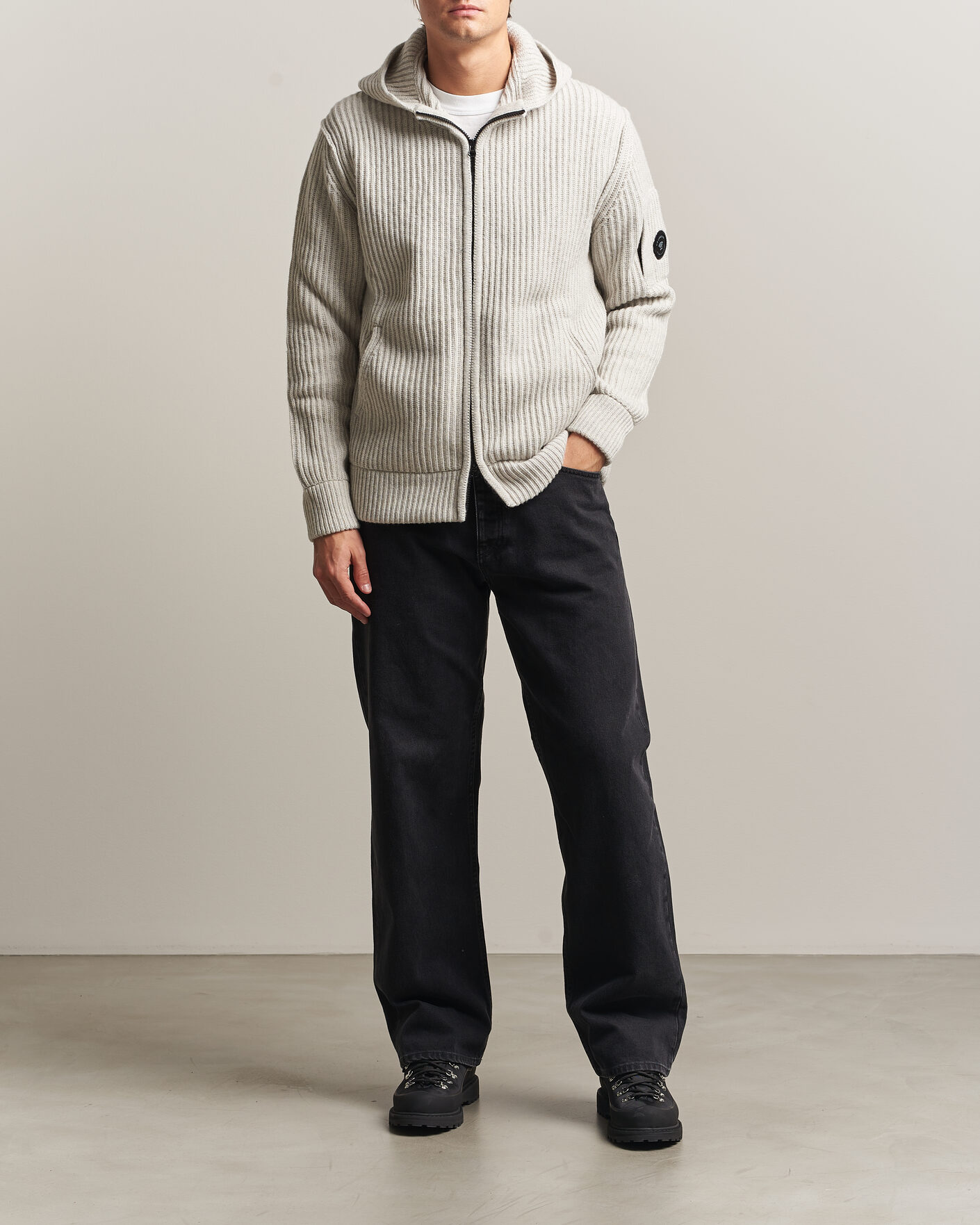 Homme | Pulls Et Tricots | C.P. Company | Heavy Lambswool Hood Zip Light Grey