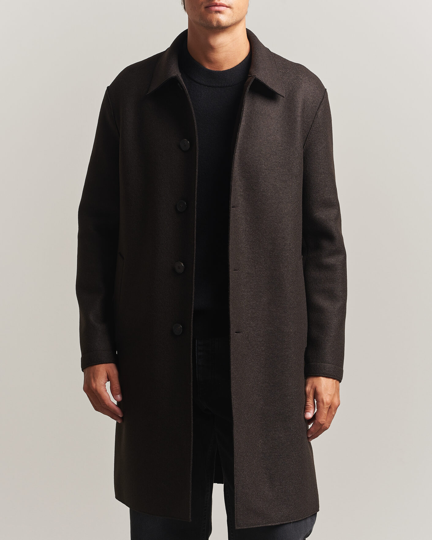 Homme | Manteaux Et Vestes | Harris Wharf London | Pressed Wool Mac Coat Dark Brown