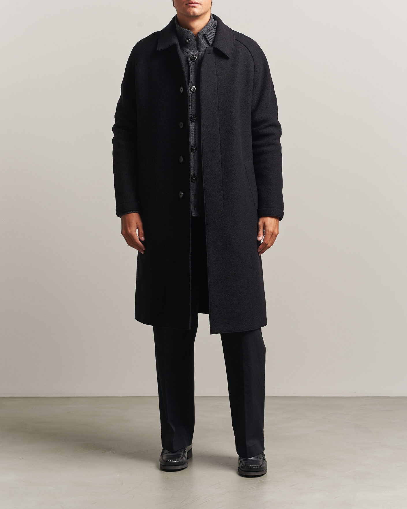 Homme | Manteaux Et Vestes | Harris Wharf London | Boiled Wool Fly Front Balmacan Coat Black