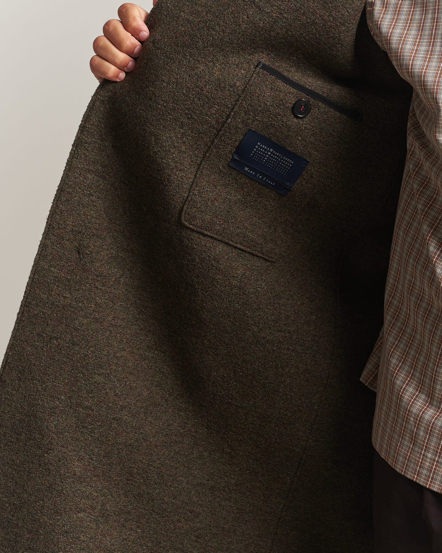 Homme | Manteaux Et Vestes | Harris Wharf London | Boiled Wool Fly Front Balmacan Coat Brown/Green