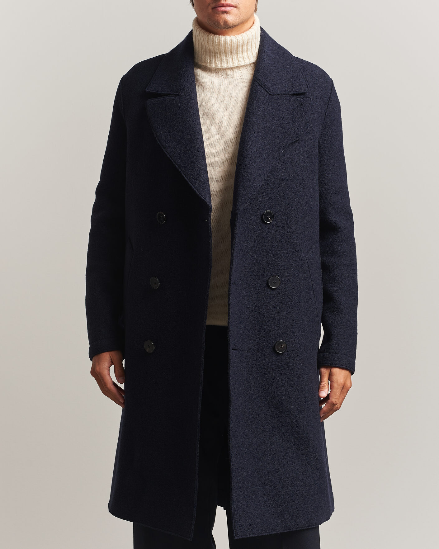 Homme | Manteaux Et Vestes | Harris Wharf London | Pressed Wool Long Peacoat Navy Blue