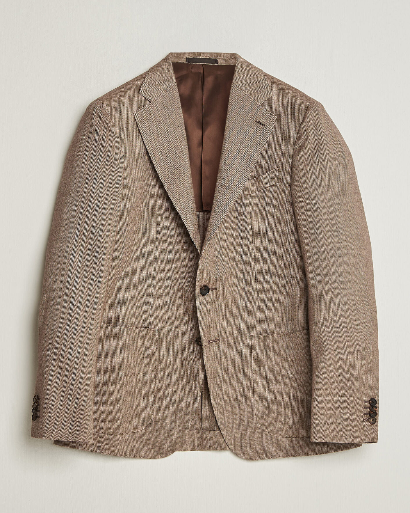 Homme | Blazers | Caruso | Aida Herringbone Cotton Flannel Blazer Beige