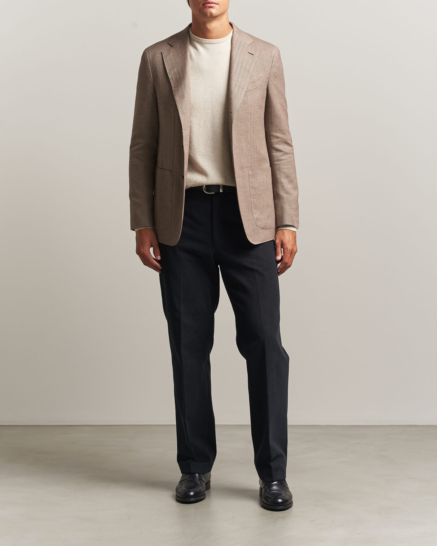 Homme | Blazers | Caruso | Aida Herringbone Cotton Flannel Blazer Beige
