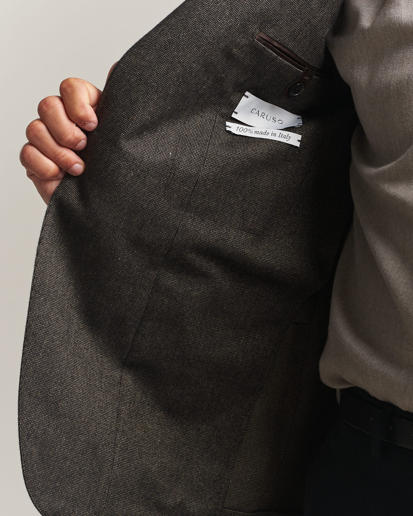 Homme | Blazers | Caruso | Aida Brushed Cotton Blazer Dark Brown