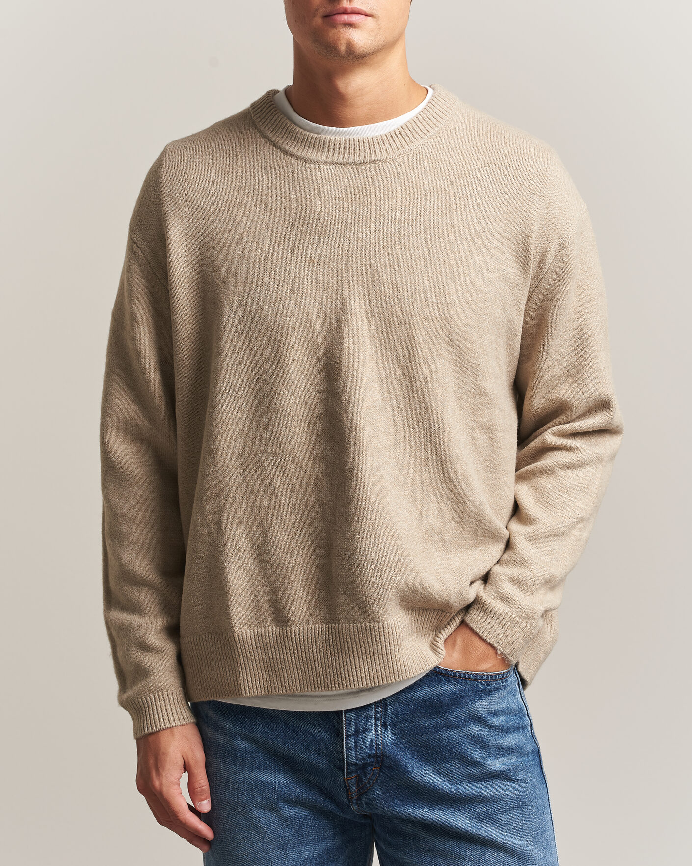 Homme | Pulls Et Tricots | KnowledgeCotton Apparel | Knitted Crewneck Feather Grey