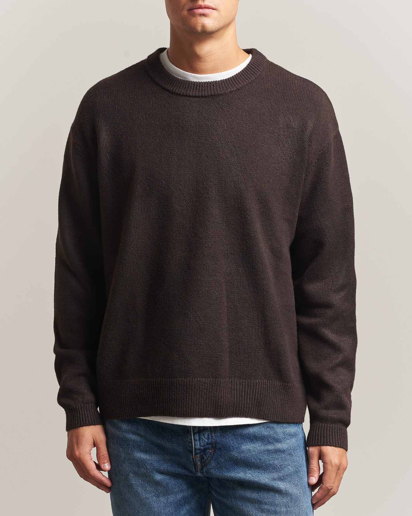 Homme | Pulls Et Tricots | KnowledgeCotton Apparel | Knitted Crewneck Chocolate Tort