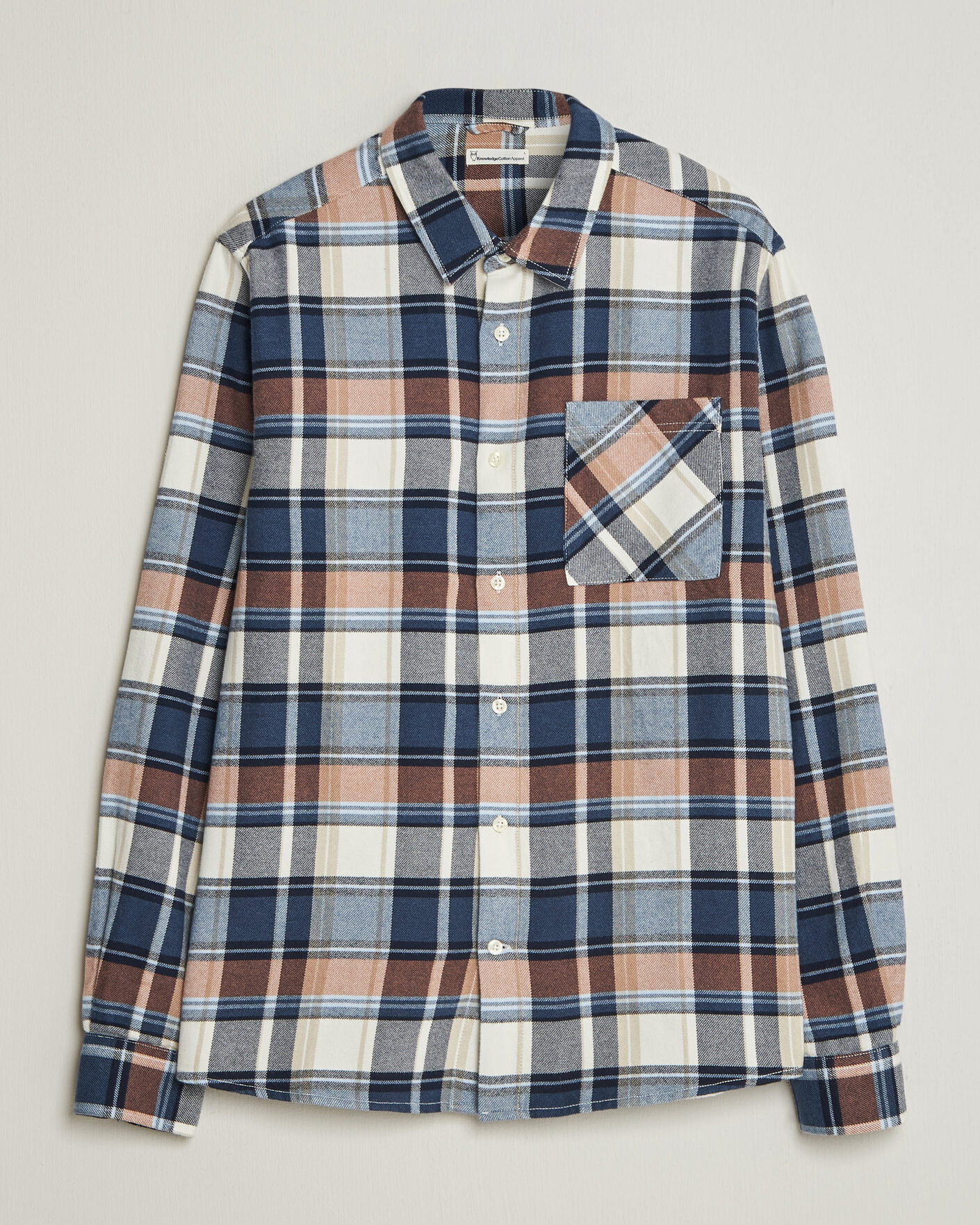Homme | Chemises | KnowledgeCotton Apparel | Regular Fit Check Melange Flannel Shirt Navy