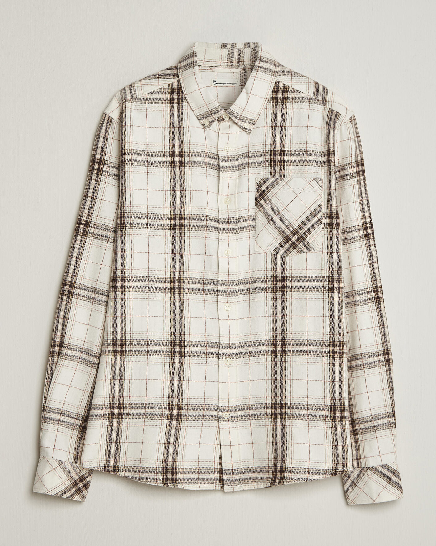 Homme | Chemises | KnowledgeCotton Apparel | Regular Fit Check Melange Flannel Shirt Cream