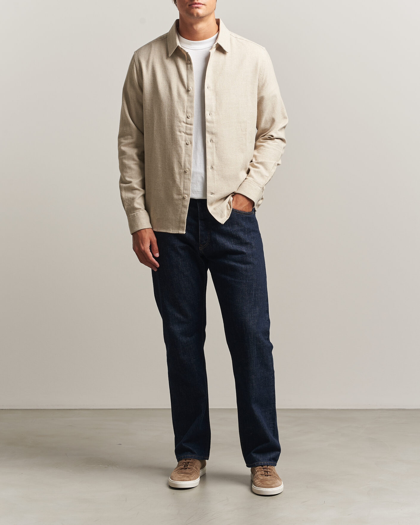 Homme | Chemises | KnowledgeCotton Apparel | Regular Fit Melange Flannel Shirt Feather Grey