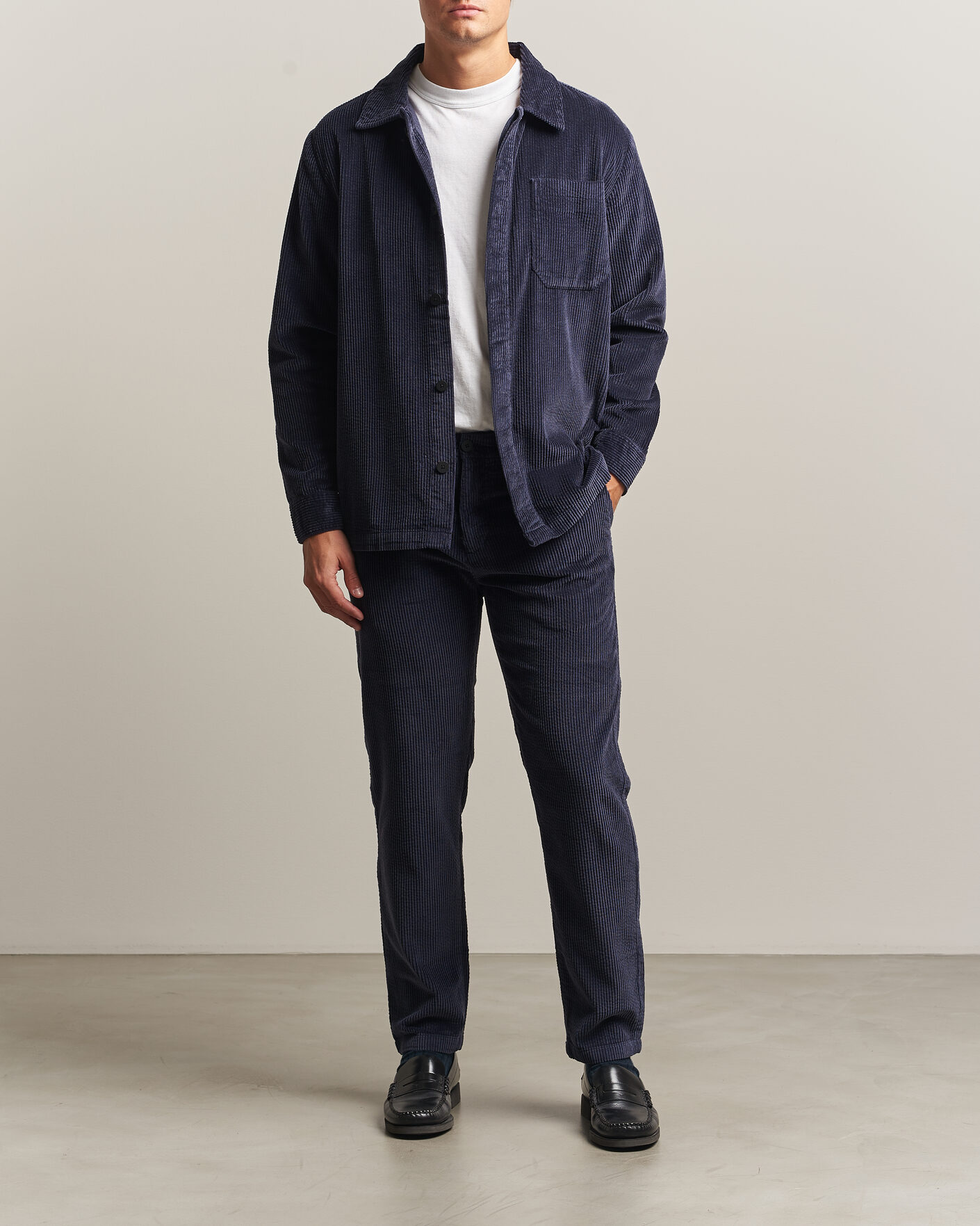 Homme | Chemises | KnowledgeCotton Apparel | Cotton Corduroy Overshirt Night Sky