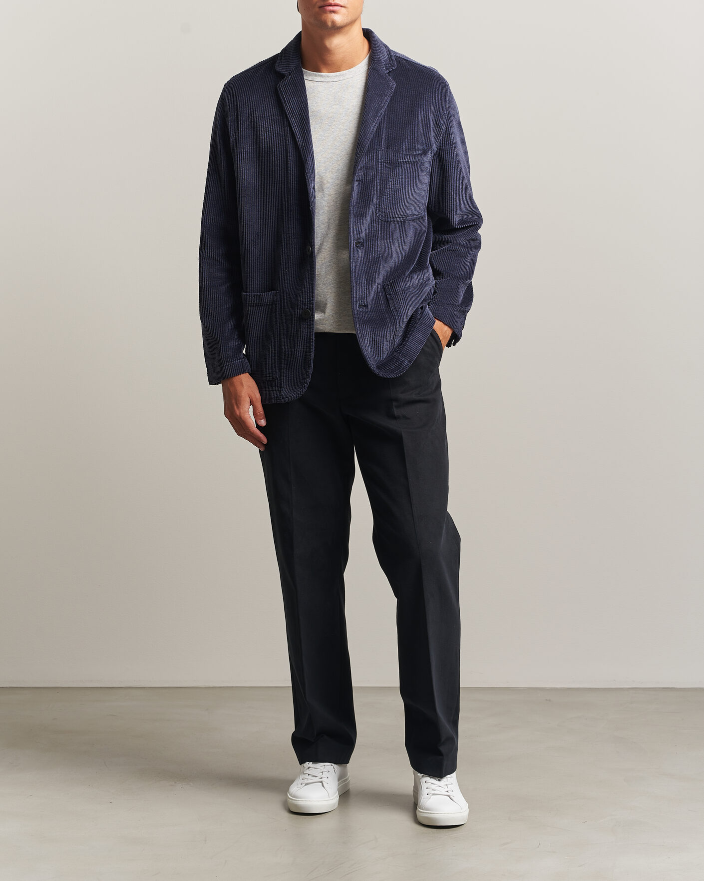 Homme | Blazers | KnowledgeCotton Apparel | Cotton Corduroy Blazer Night Sky