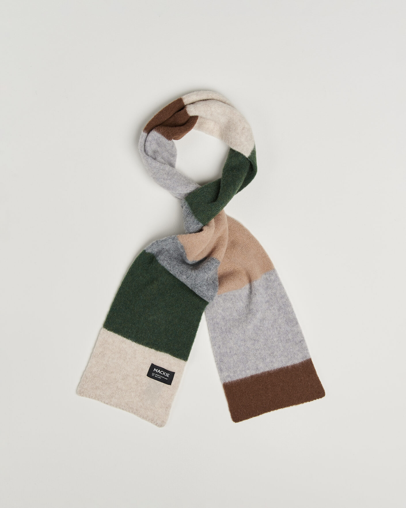 Homme | Écharpes | Robert Mackie | Rona Ribbed Shaggy Lambswool Scarf Grey/Green/Beige Mix
