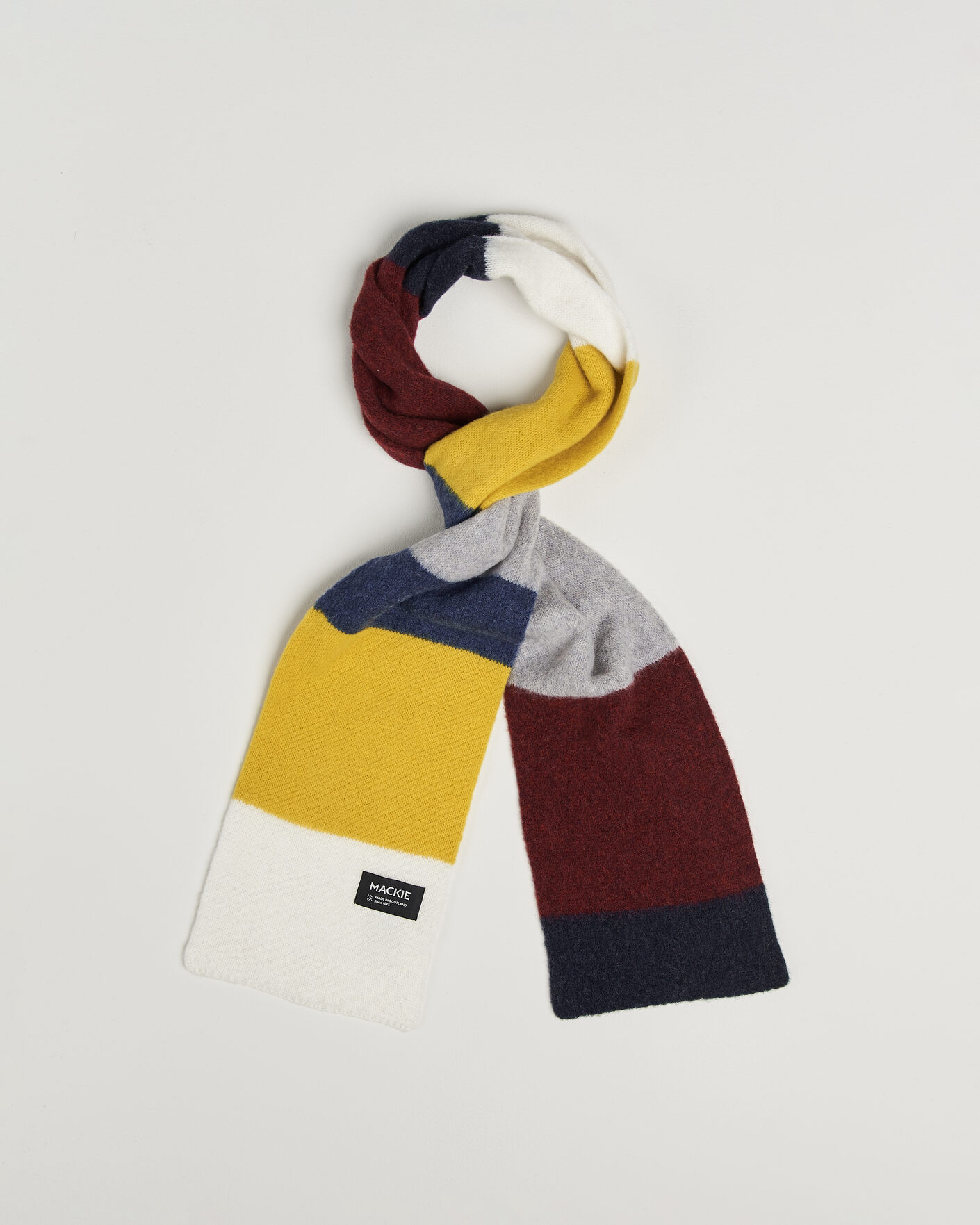 Homme | Écharpes | Robert Mackie | Rona Ribbed Shaggy Lambswool Scarf Yellow/Grey/Blue Mix