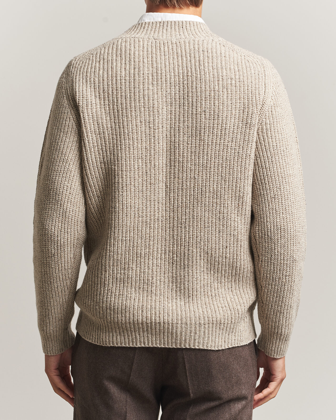 Homme | Pulls Et Tricots | Morgano | Fisherman Ribb Donegal Knitted V-Neck Beige