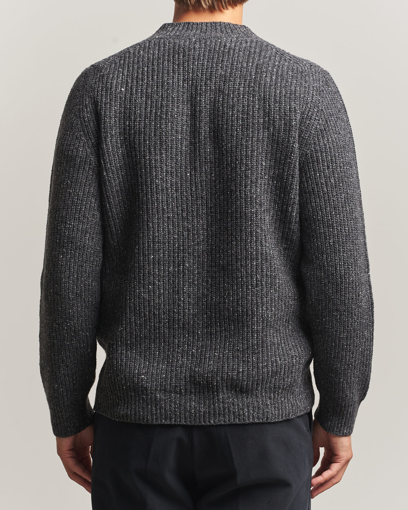 Homme | Pulls Et Tricots | Morgano | Fisherman Ribb Donegal Knitted V-Neck Dark Grey