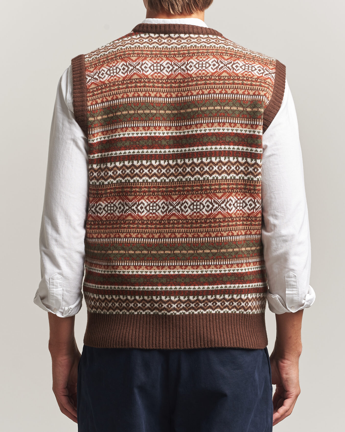 Homme | Pulls Et Tricots | Morgano | Wool/Cashmere Fair Isle Knitted Vest Brown