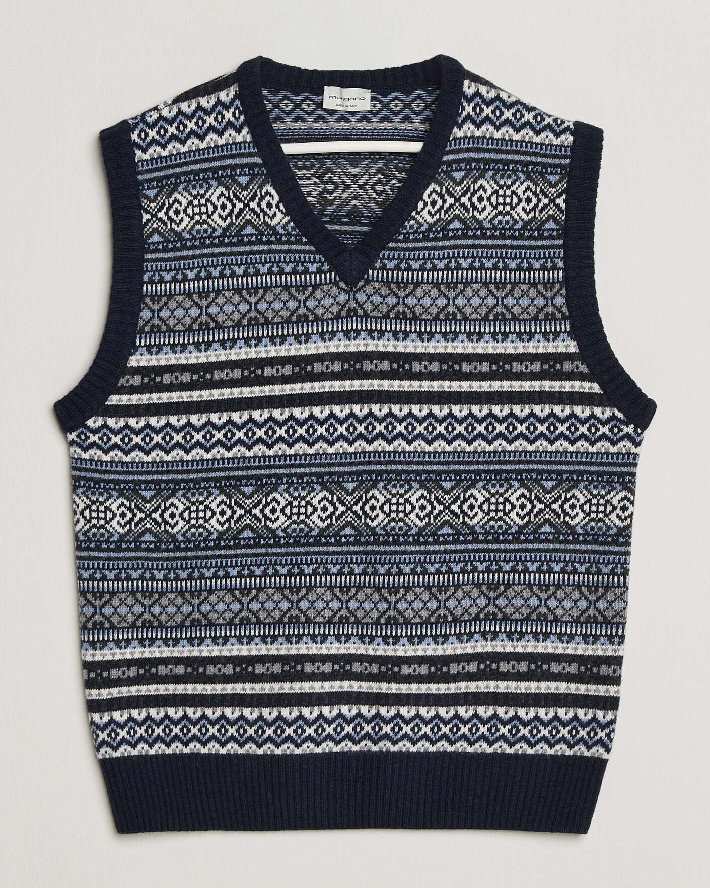 Homme | Pulls Et Tricots | Morgano | Wool/Cashmere Fair Isle Knitted Vest Navy