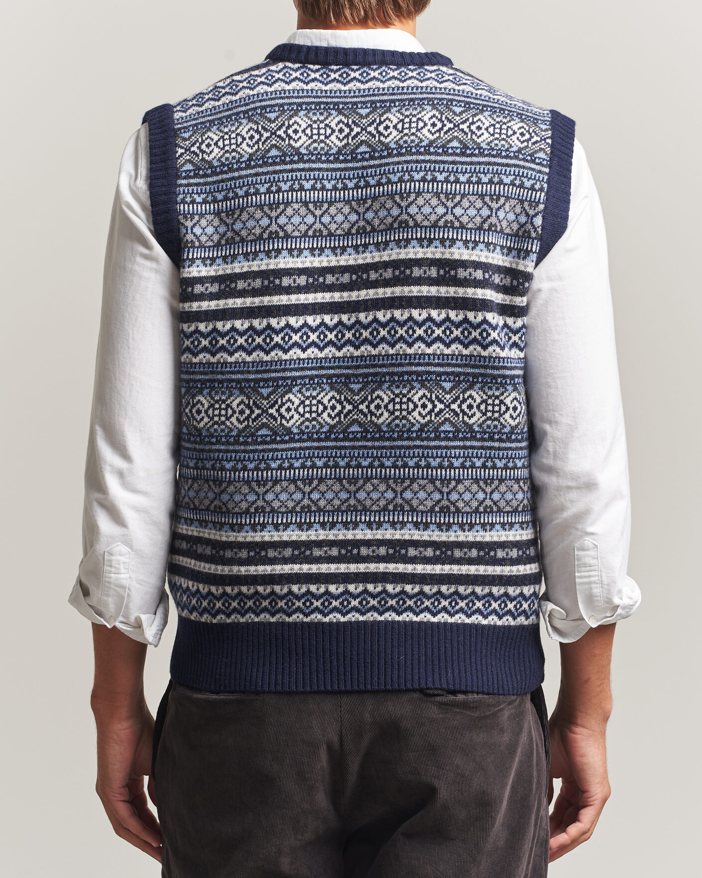 Homme | Pulls Et Tricots | Morgano | Wool/Cashmere Fair Isle Knitted Vest Navy