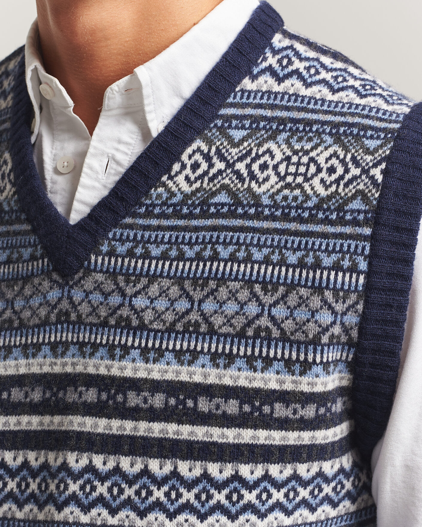 Homme | Pulls Et Tricots | Morgano | Wool/Cashmere Fair Isle Knitted Vest Navy