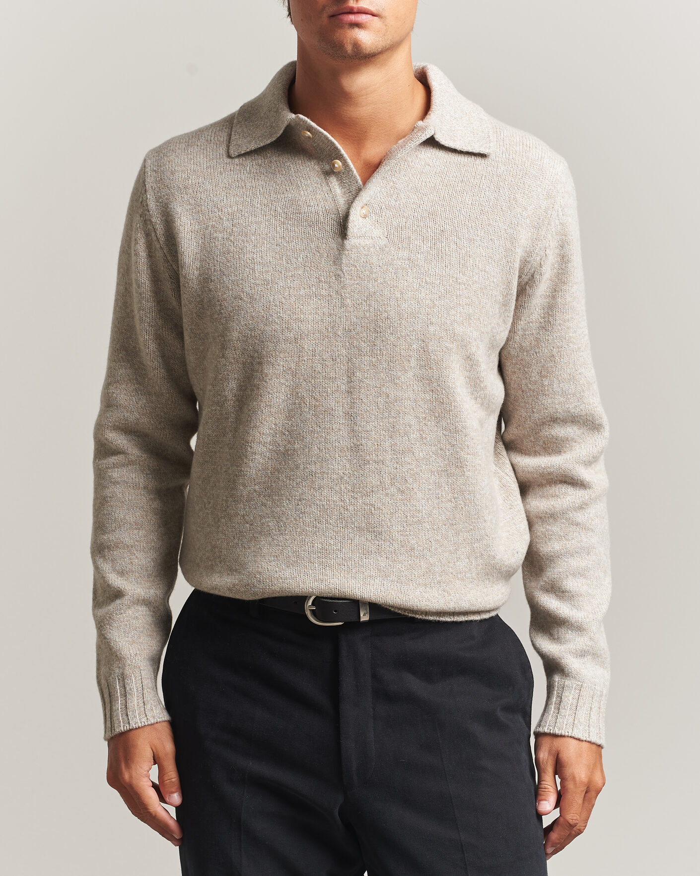 Homme | Pulls Et Tricots | Morgano | Wool/Cashmere Knitted Polo Beige