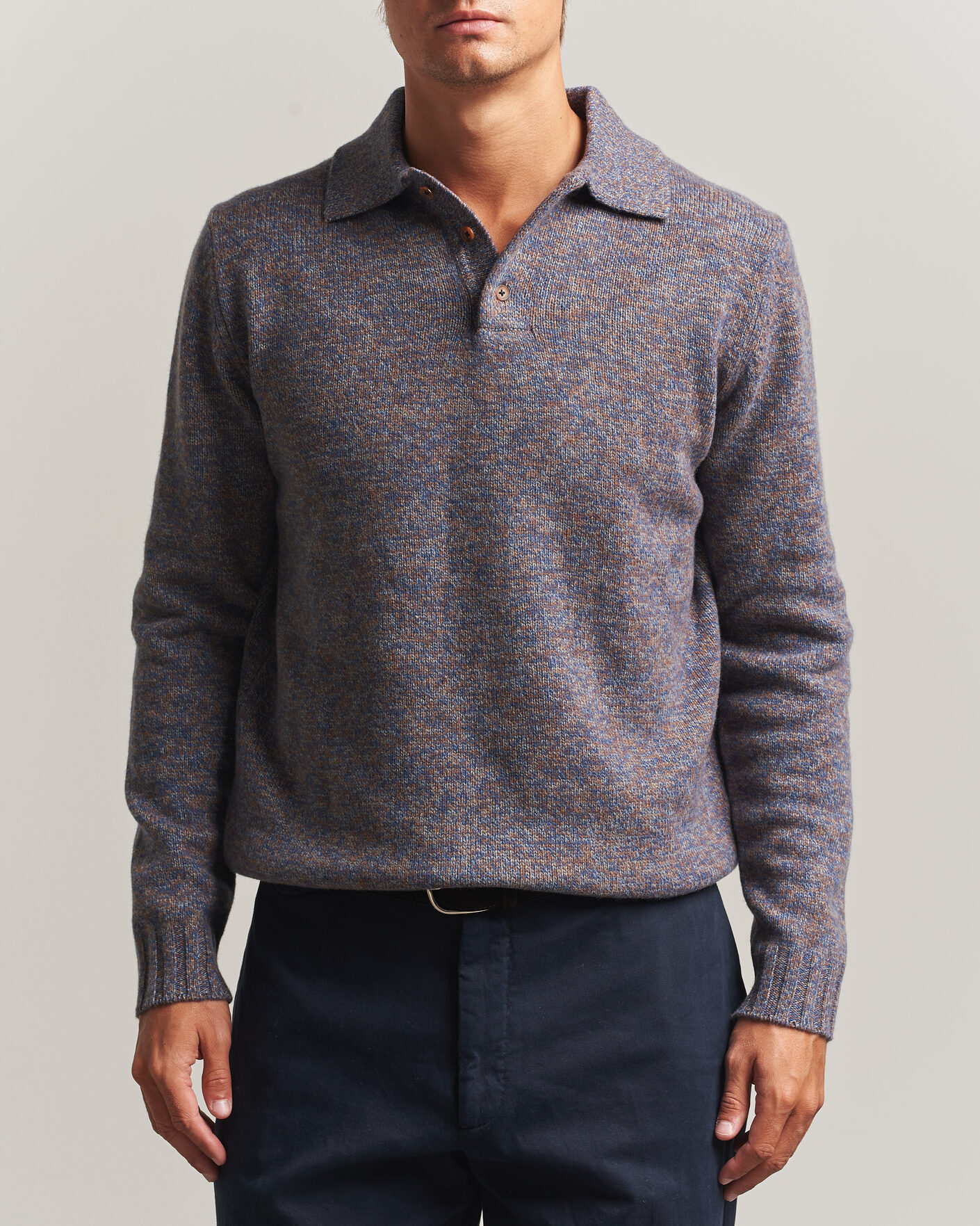Homme | Pulls Et Tricots | Morgano | Wool/Cashmere Knitted Polo Blue