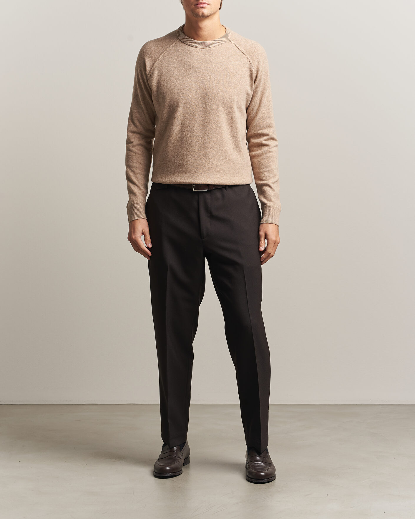 Homme | Pulls Et Tricots | Morgano | Wool/Cashmere Raglan Crew Beige