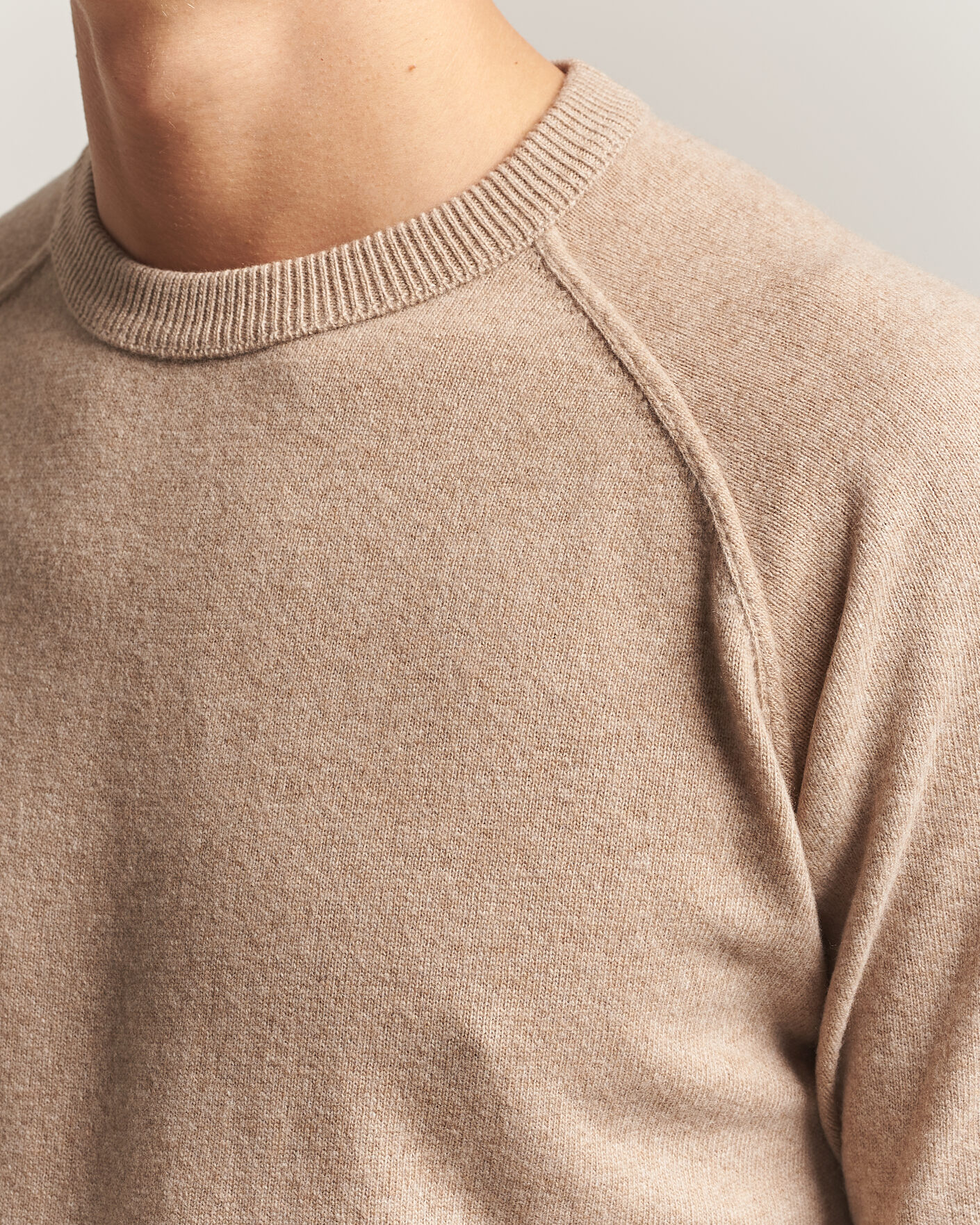 Homme | Pulls Et Tricots | Morgano | Wool/Cashmere Raglan Crew Beige