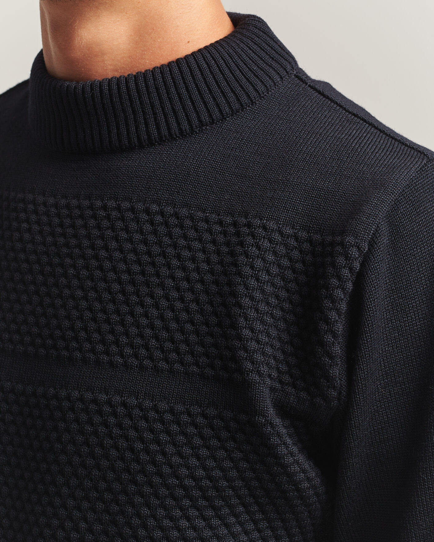 Homme | Pulls Et Tricots | S.N.S. Herning | Fisherman Mock Neck Navy Blue