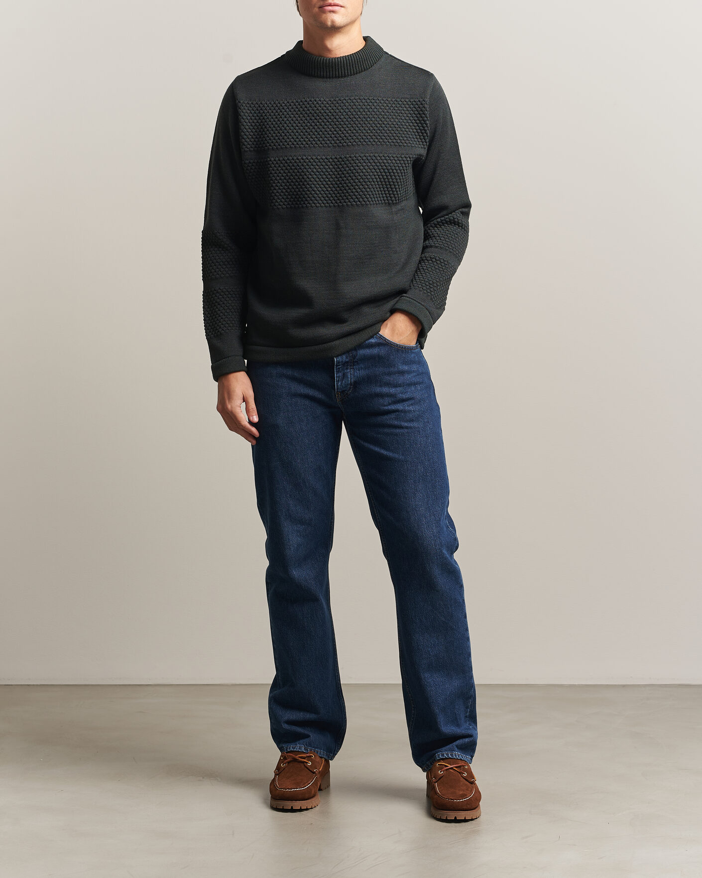 Homme | Pulls Et Tricots | S.N.S. Herning | Fisherman Mock Neck Terrain Green