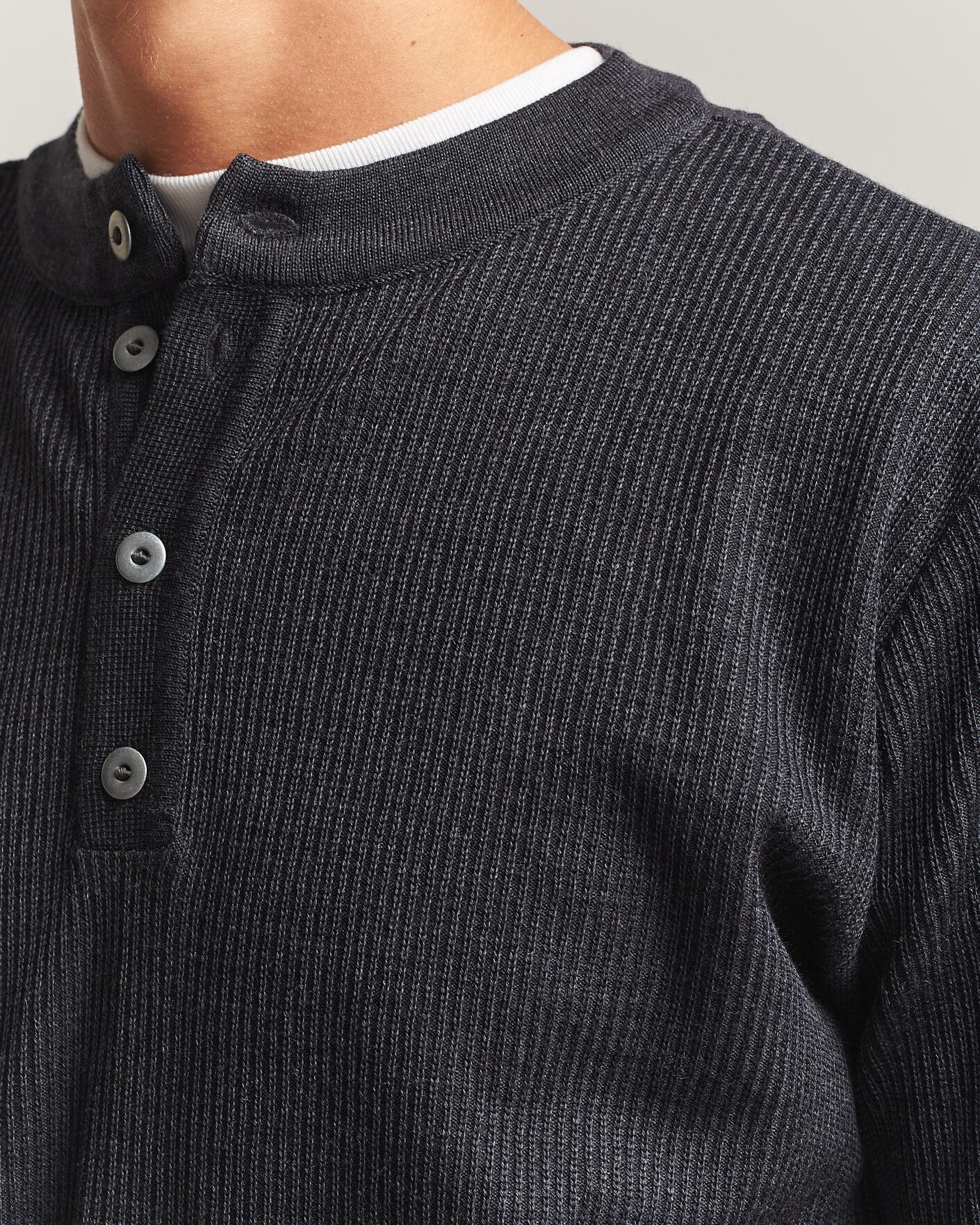 Homme | Pulls Et Tricots | S.N.S. Herning | Stamina Rib Henley Magnetite Black