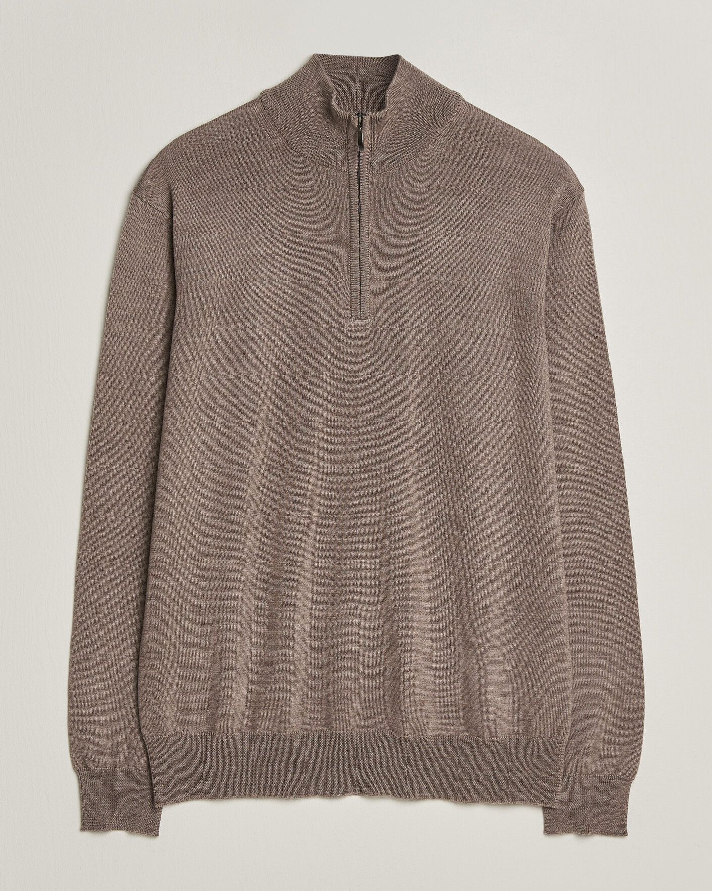 Homme | Pulls Et Tricots | Morgano | Extra Fine Merino Wool Half-Zip Mid Brown