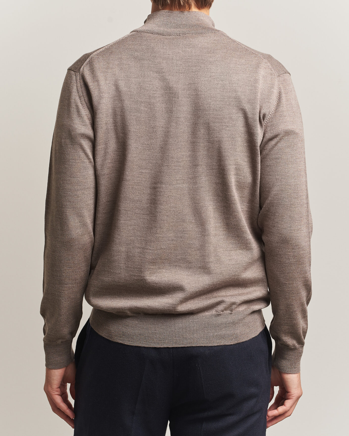 Homme | Pulls Et Tricots | Morgano | Extra Fine Merino Wool Half-Zip Mid Brown