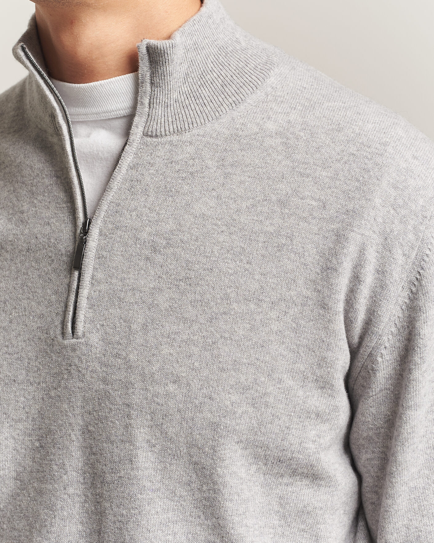 Homme | Pulls Et Tricots | Morgano | Wool/Cashmere Half-Zip Mid Grey