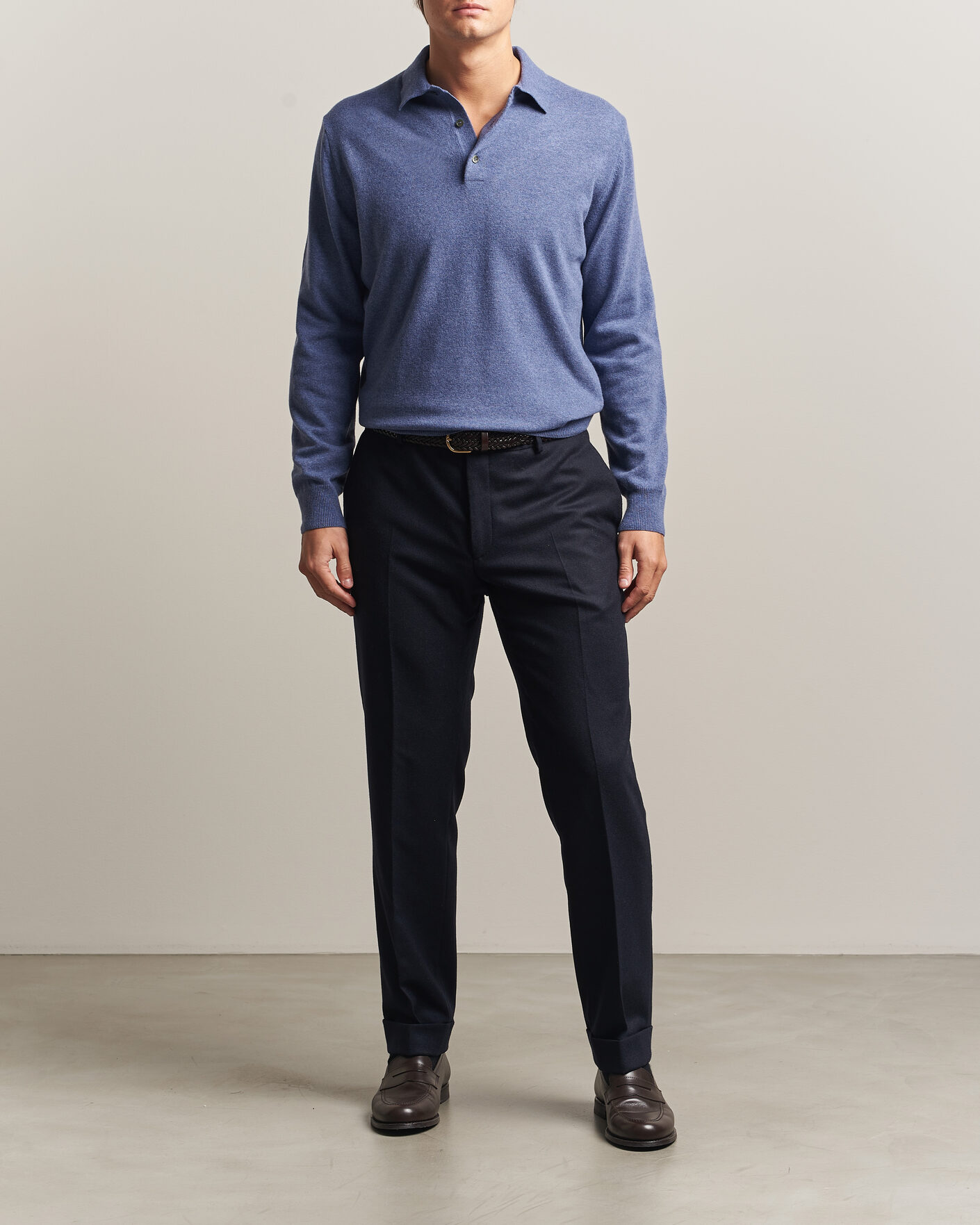 Homme | Pulls Et Tricots | Morgano | Wool/Cashmere Polo Mid Blue