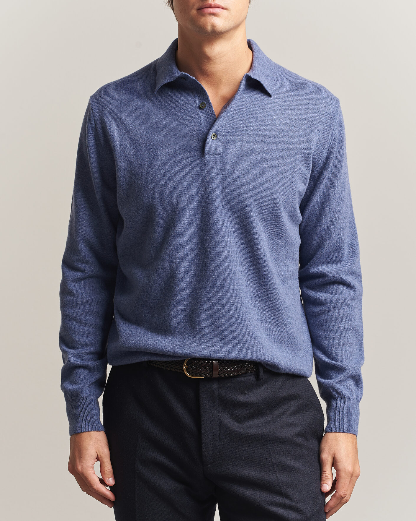 Homme | Pulls Et Tricots | Morgano | Wool/Cashmere Polo Mid Blue