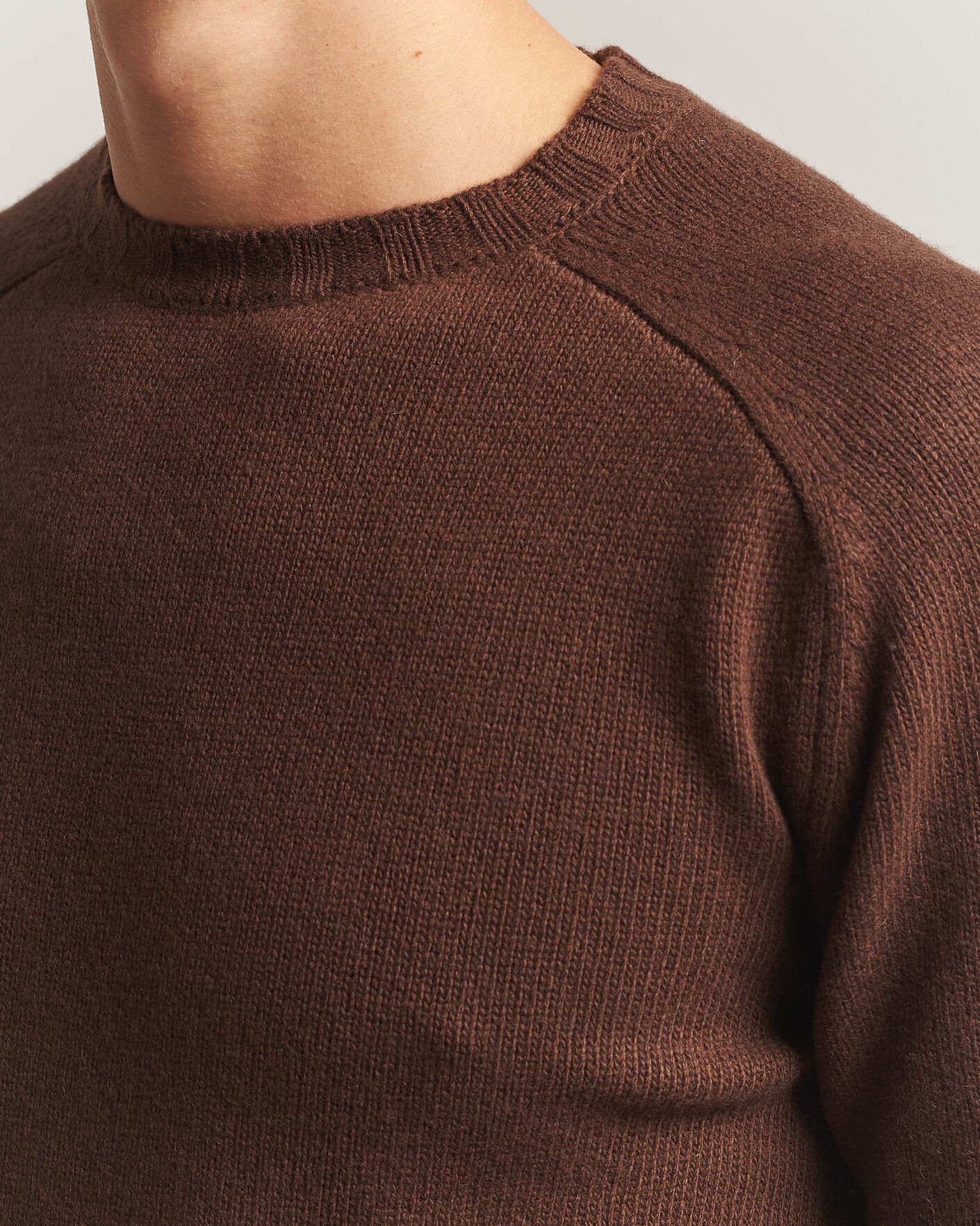 Homme | Pulls Et Tricots | Morgano | Heavy Knitted Wool/Cashmere Crewneck Dark Brown