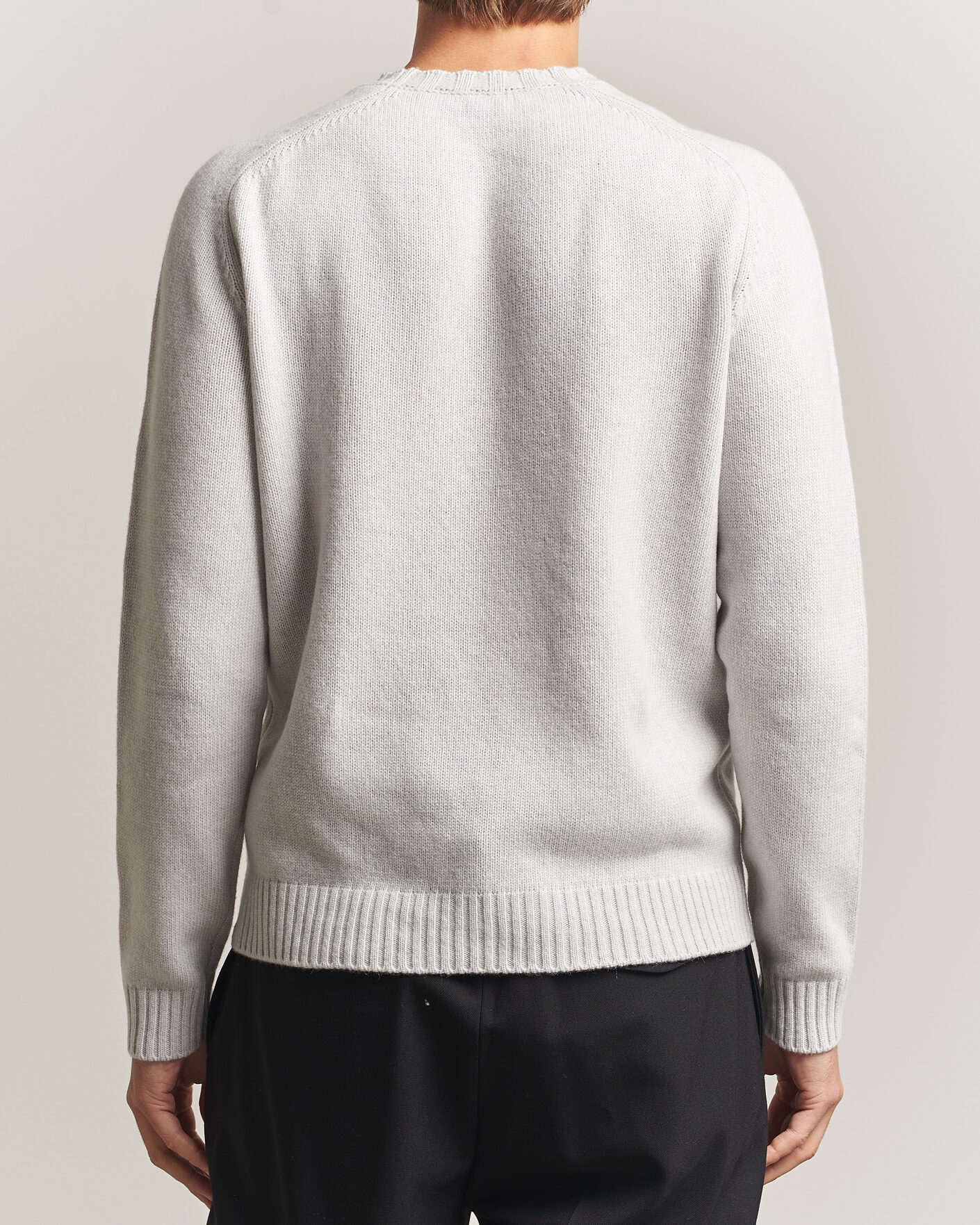 Homme | Pulls Et Tricots | Morgano | Heavy Knitted Wool/Cashmere Crewneck Light Grey