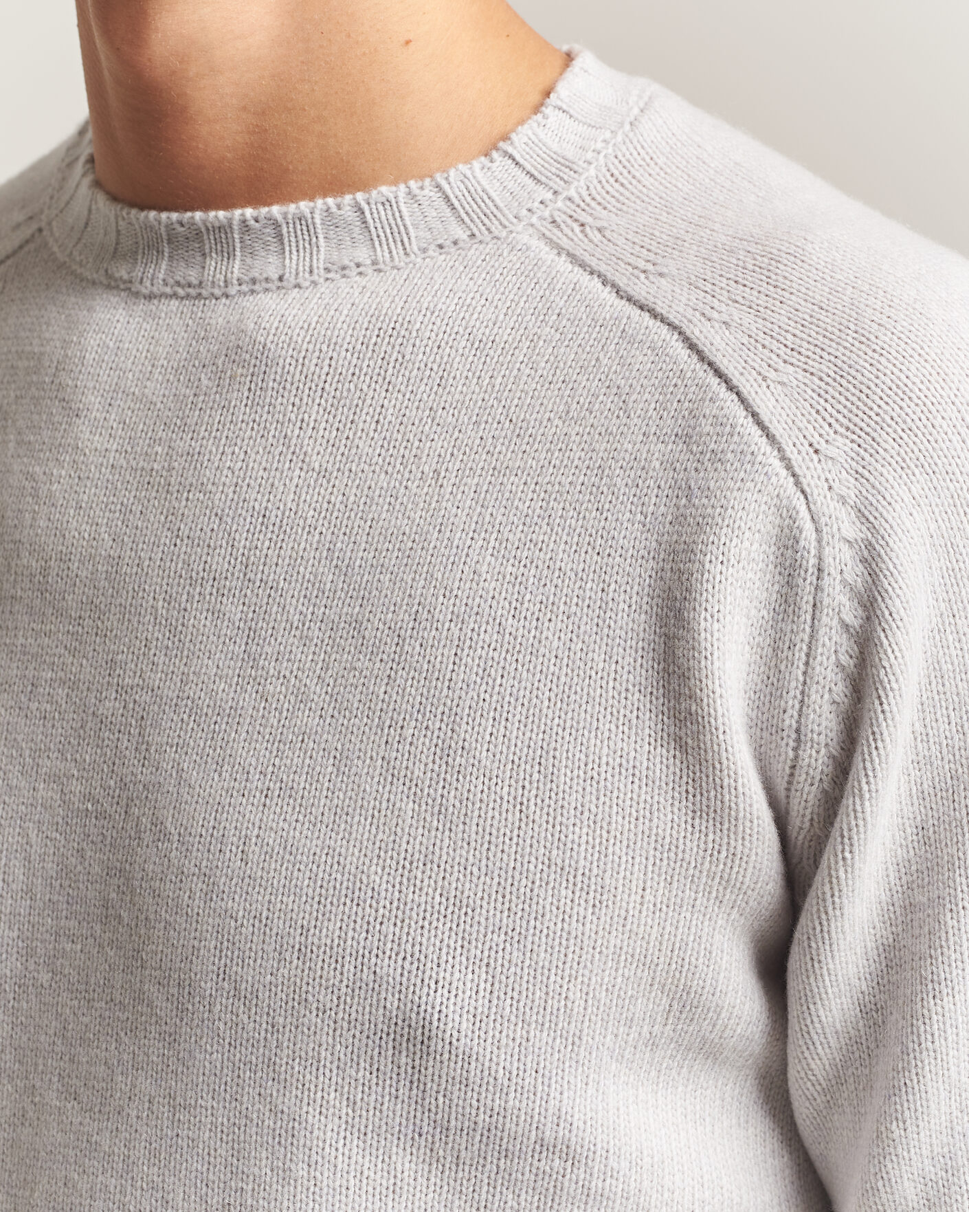 Homme | Pulls Et Tricots | Morgano | Heavy Knitted Wool/Cashmere Crewneck Light Grey