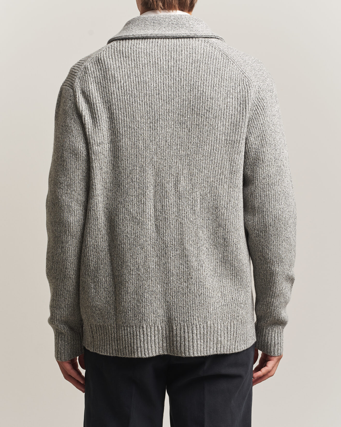 Homme | Pulls Et Tricots | Charles Tyrwhitt | Chunky Merino Shawl Neck Cardigan Grey