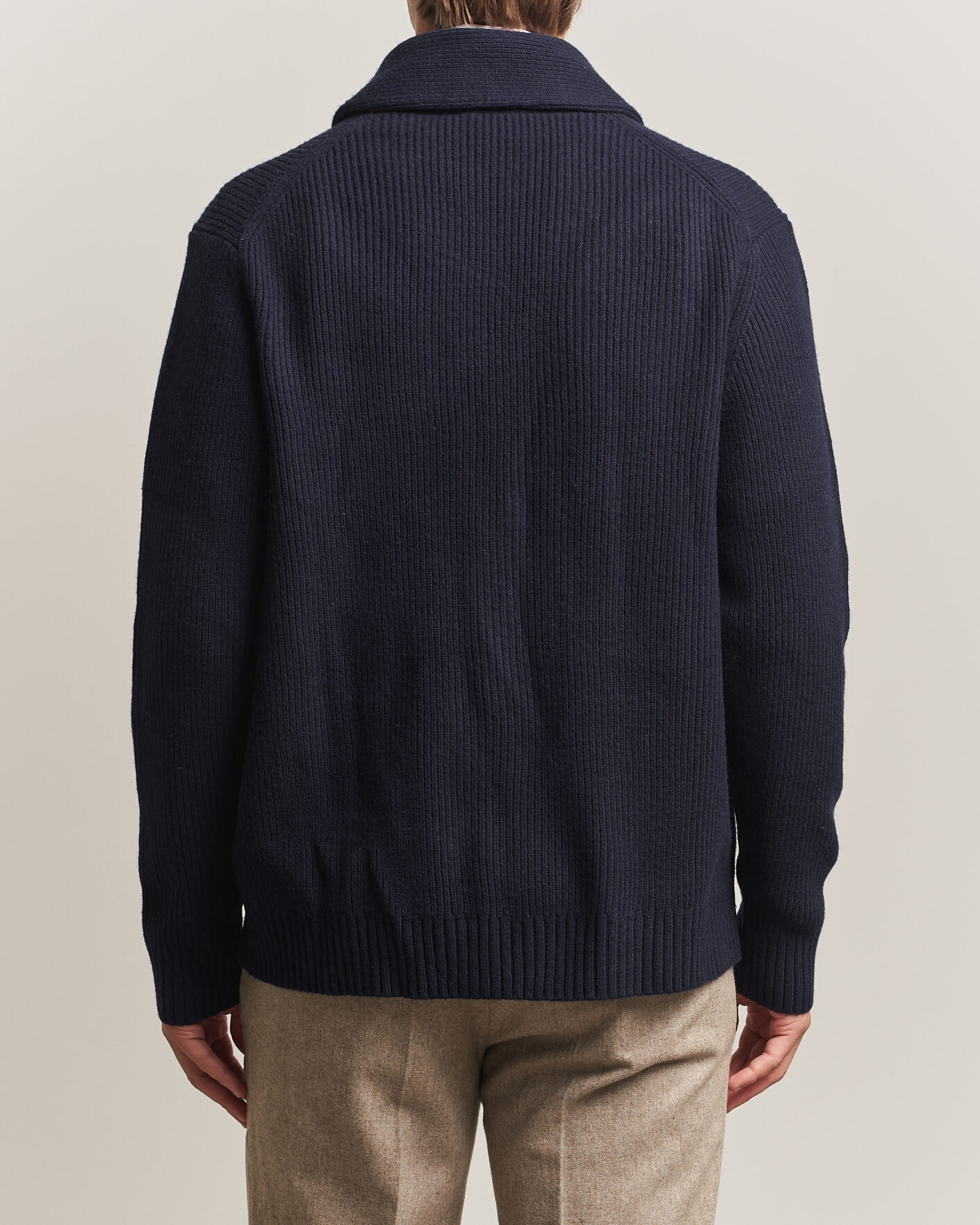 Homme | Pulls Et Tricots | Charles Tyrwhitt | Chunky Merino Shawl Neck Cardigan Navy