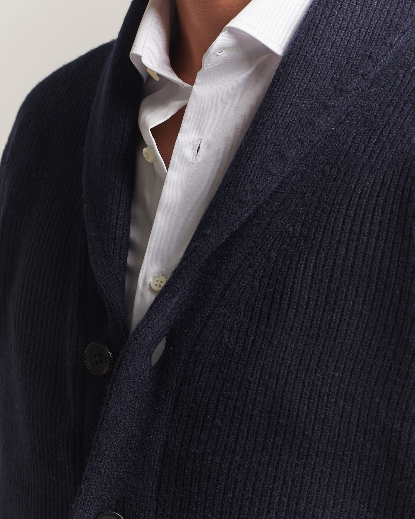 Homme | Pulls Et Tricots | Charles Tyrwhitt | Chunky Merino Shawl Neck Cardigan Navy