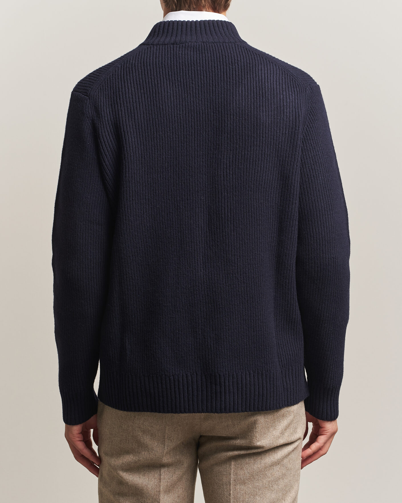 Homme | Pulls Et Tricots | Charles Tyrwhitt | Chunky Merino Zip Neck Navy