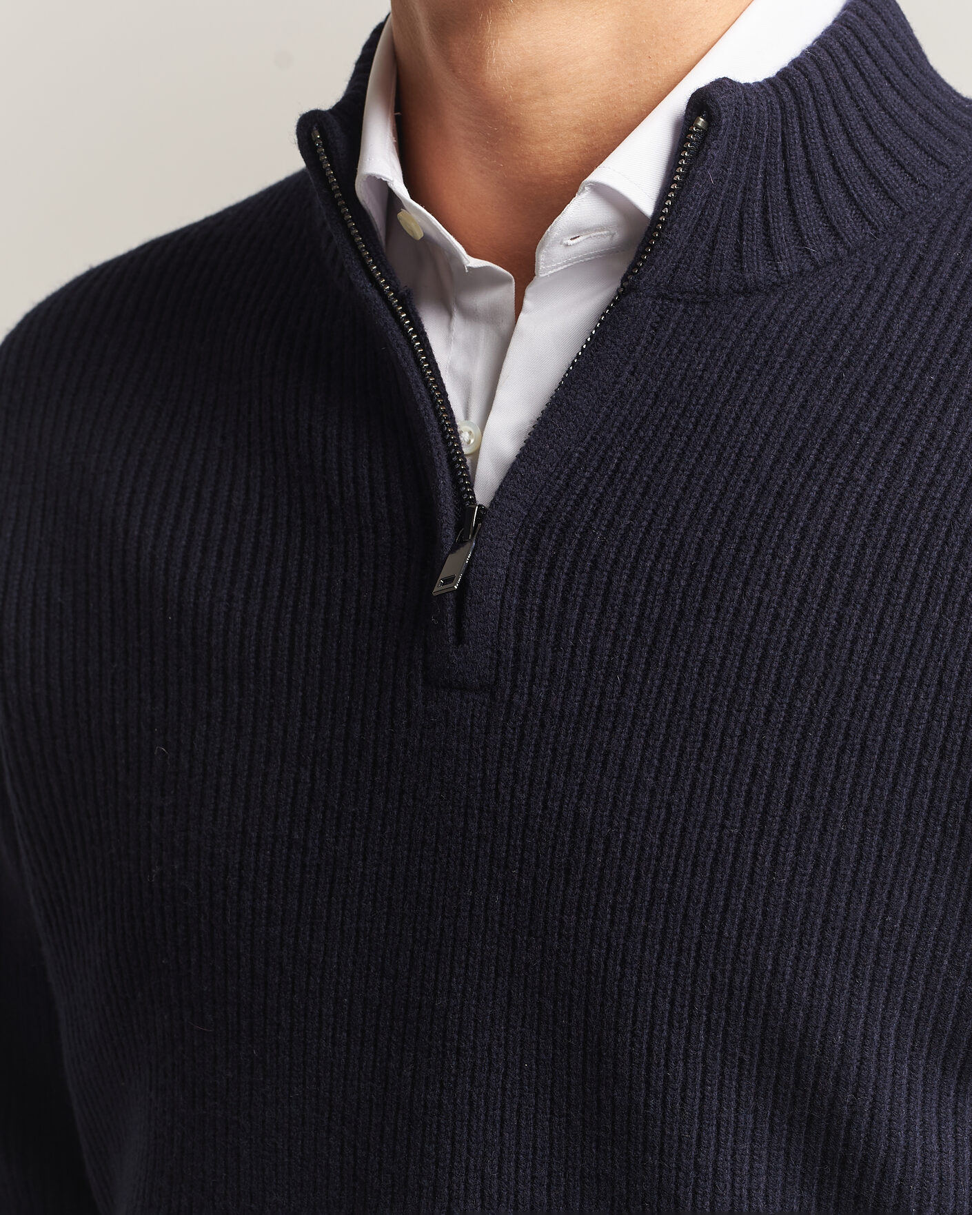 Homme | Pulls Et Tricots | Charles Tyrwhitt | Chunky Merino Zip Neck Navy